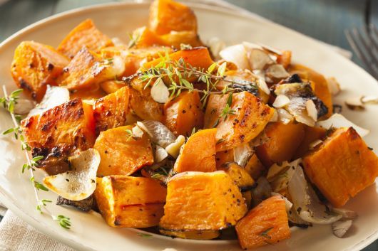 Air-Fried Sweet Potato with Onion and Garlic